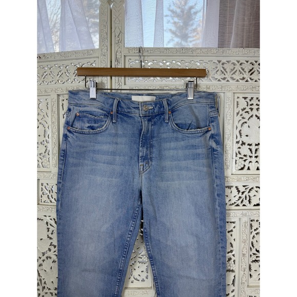 Mother Superior The Flirt Fray Light Wash Jeans 30 Distressed Skinny Straight - Picture 3 of 9